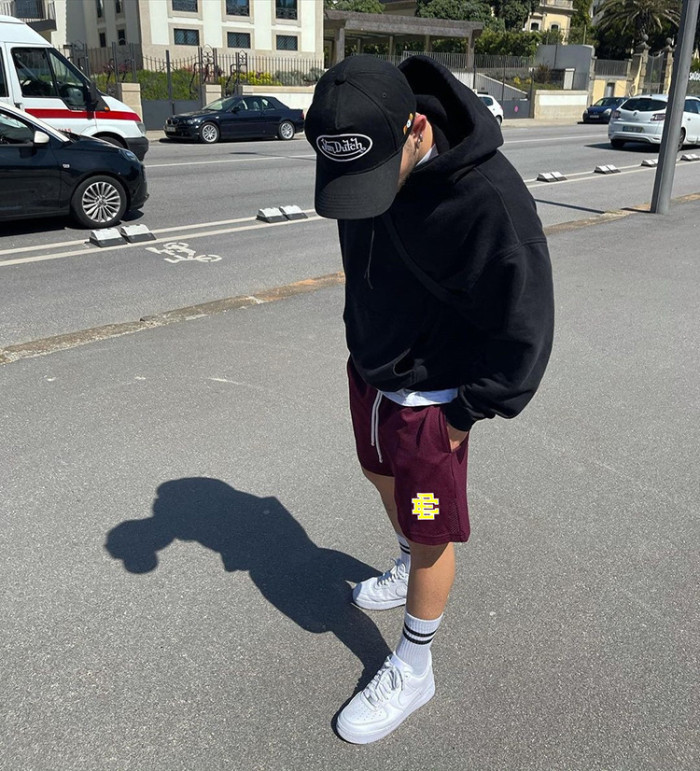 Street Slogan Digital Print Mesh Shorts 5 colors