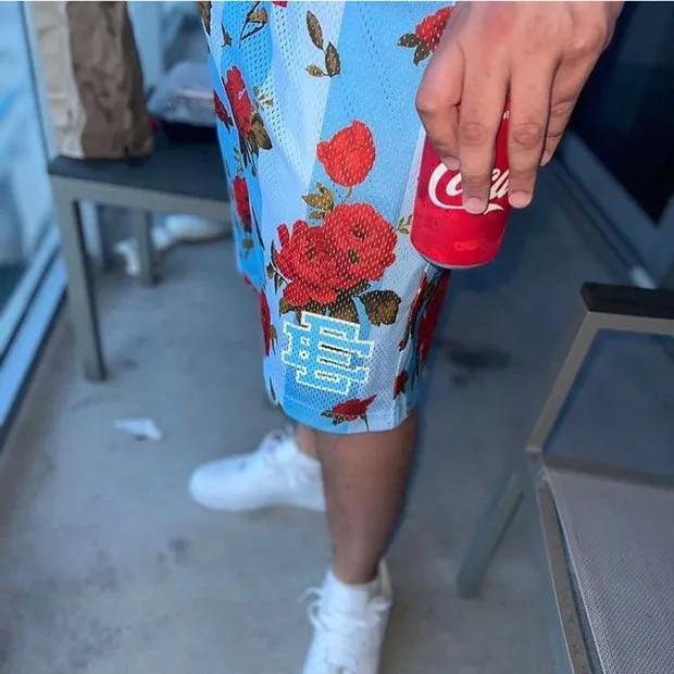 Intricate Floral Digital Print Mesh Shorts 5 colors