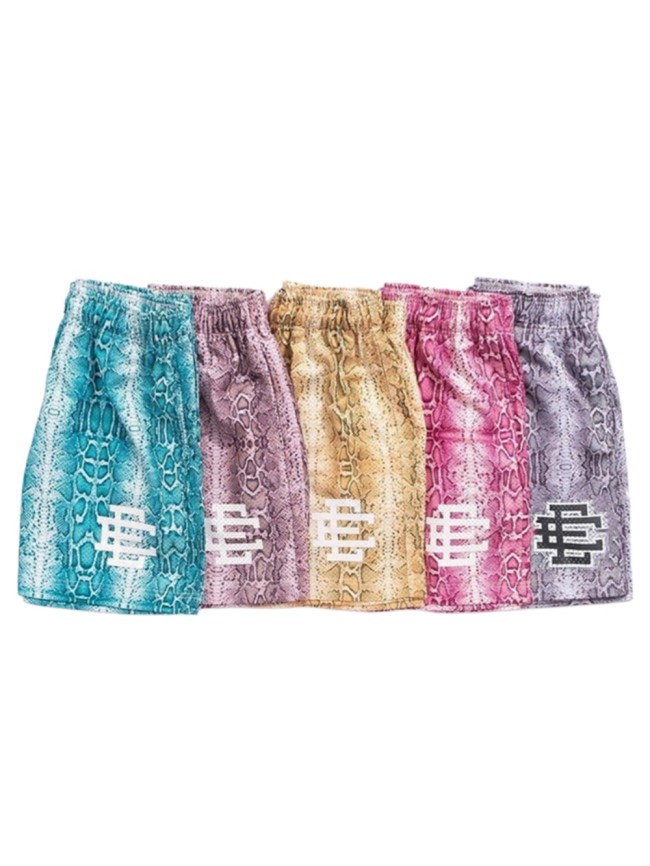 Snake-skin Texture Full-print Mesh Shorts 5 colors