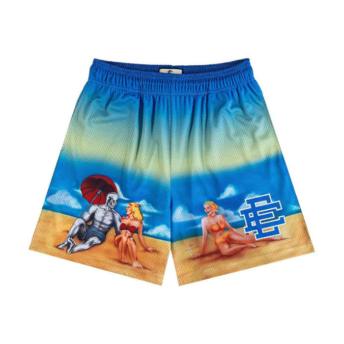 Street Comic Gradient Digital Print Mesh Shorts 4 colors