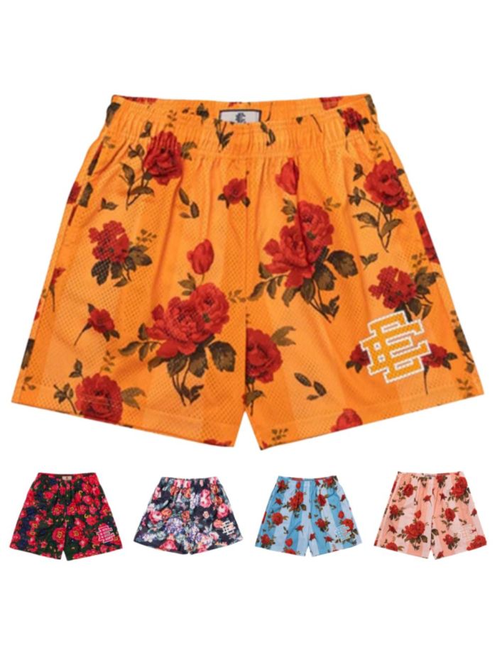Intricate Floral Digital Print Mesh Shorts 5 colors