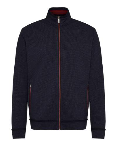 Long Sleeve Full Zip Knit Jacket with Stand Up Collar 8750-35170 Navy
