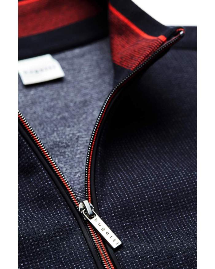 Long Sleeve Full Zip Knit Jacket with Stand Up Collar 8750-35170 Navy