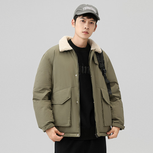 Men's short fashion lamb wool lapel coat for men 3 colors