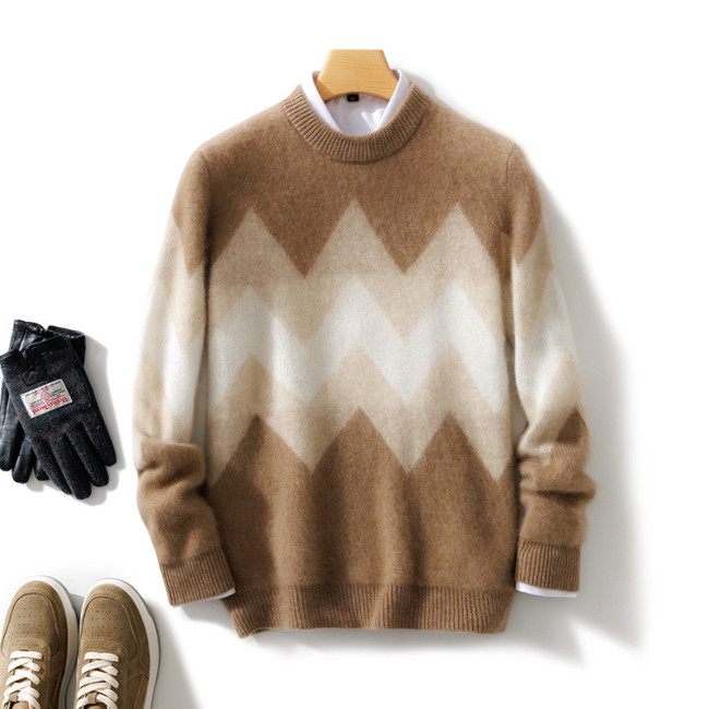 Color matching pullover sweater Casual knit sweater 2 colors