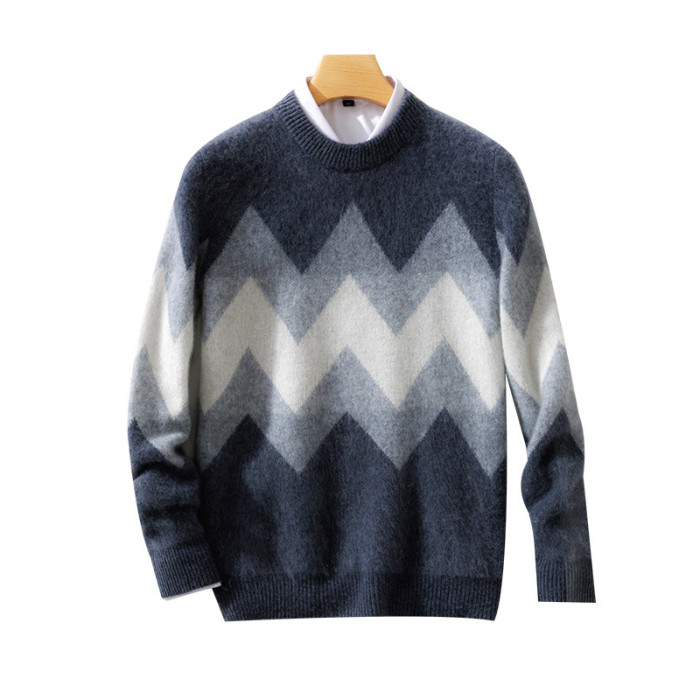 Color matching pullover sweater Casual knit sweater 2 colors