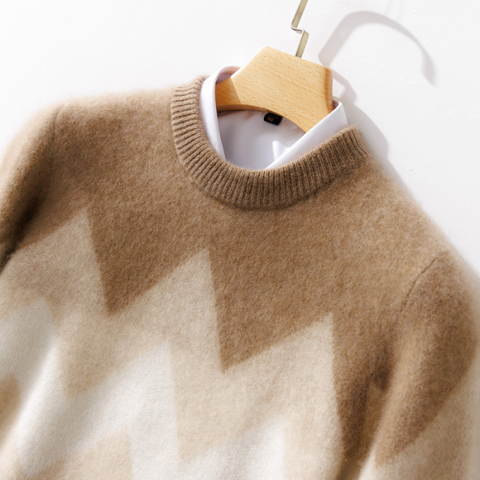 Color matching pullover sweater Casual knit sweater 2 colors