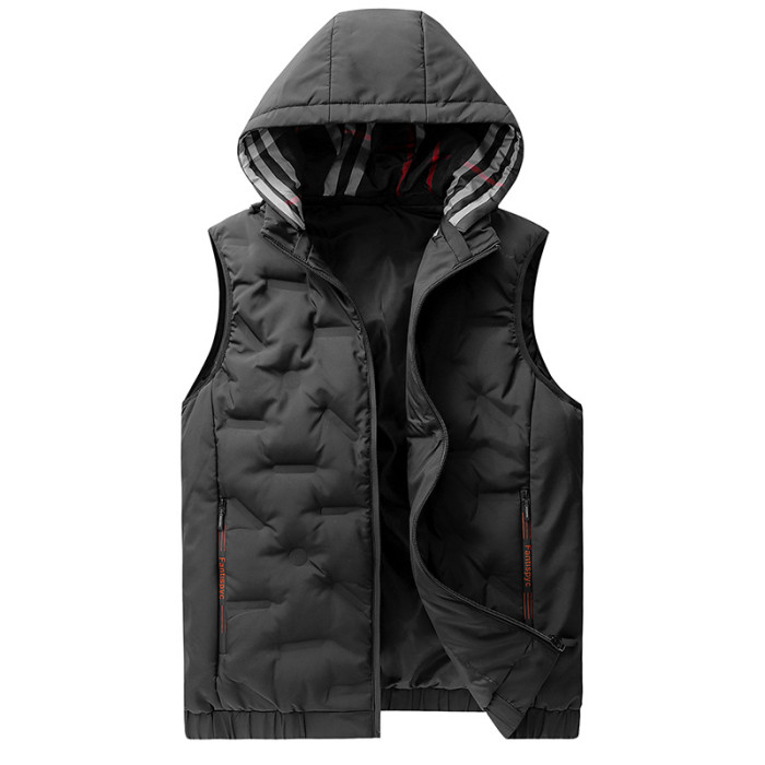 Autumn and winter new down vest solid color hooded thermal vest clip 2 colors