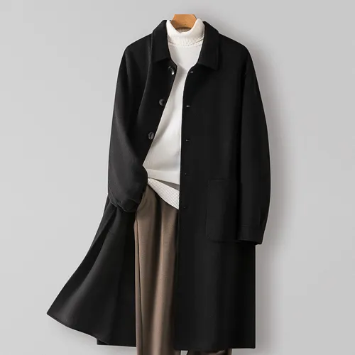 Fashion lapel wool coat men's high-end cashmere coat 2 colors