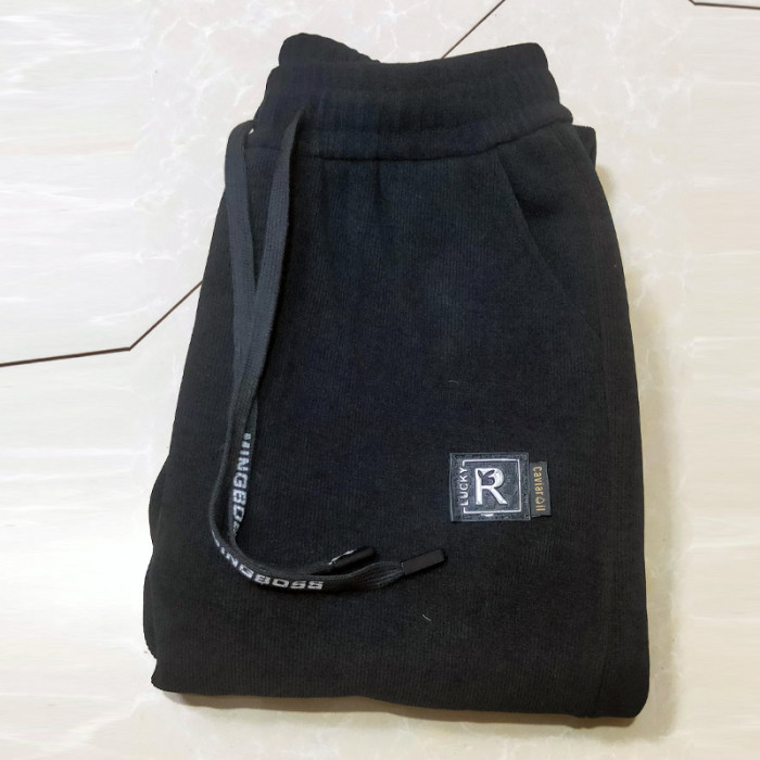 Cashmere pinstripe and fleece straight cut sweatpants for men