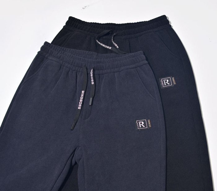 Cashmere pinstripe and fleece straight cut sweatpants for men