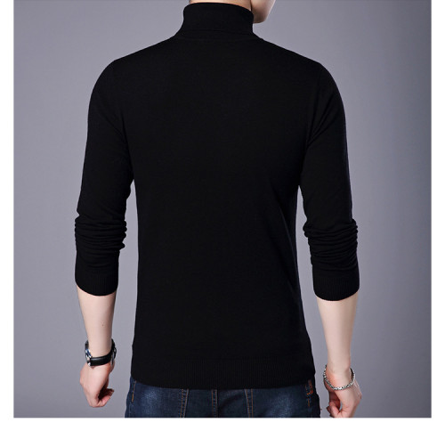 High neck long sleeve solid color thin knit sweater