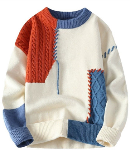 Colorful Patch work Sweater3 Colors