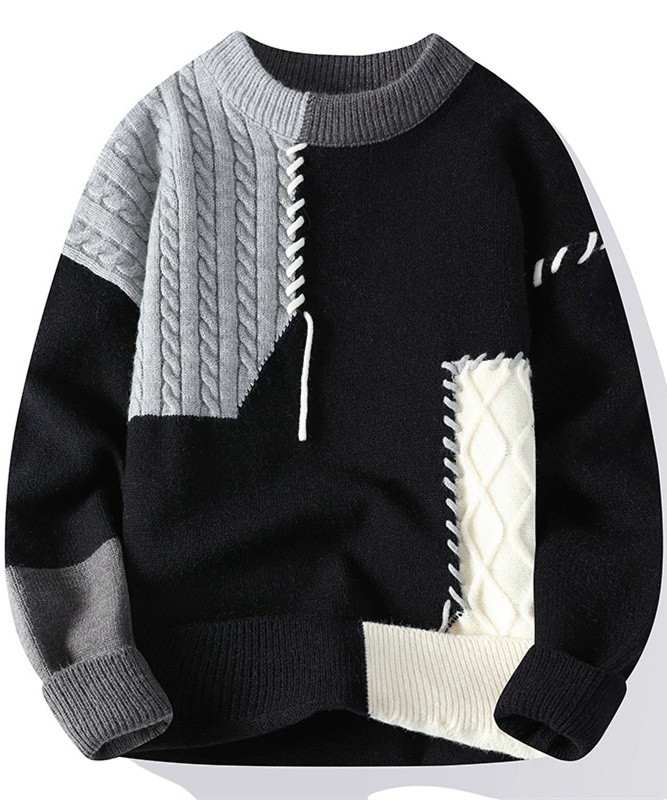 Colorful Patch work Sweater3 Colors