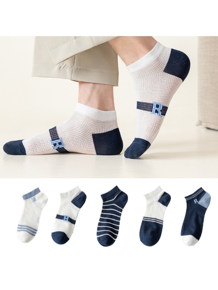 Mesh breathable men's boat socks 10 colors