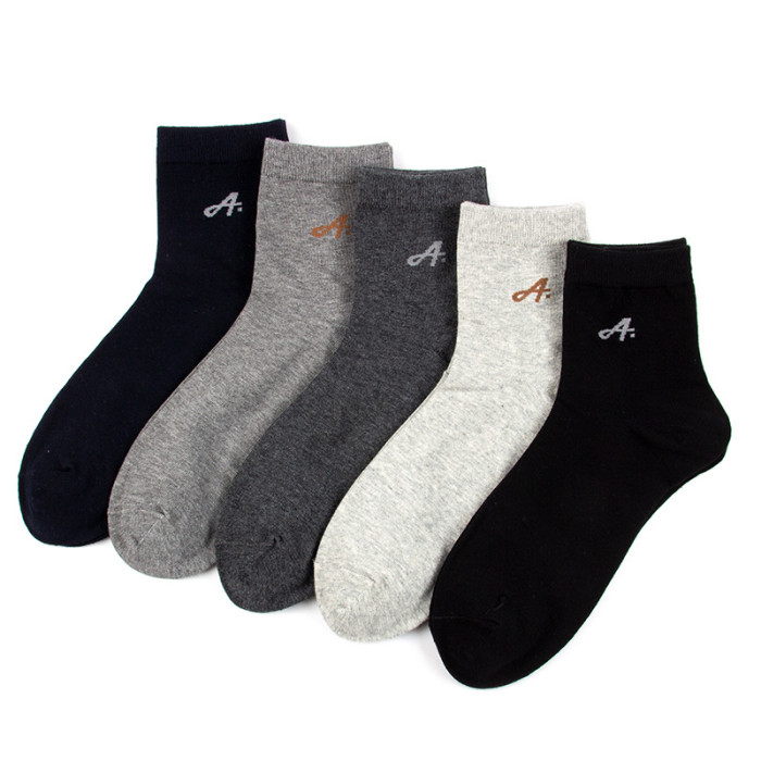Mid-calf breathable solid color men's socks 6 groups