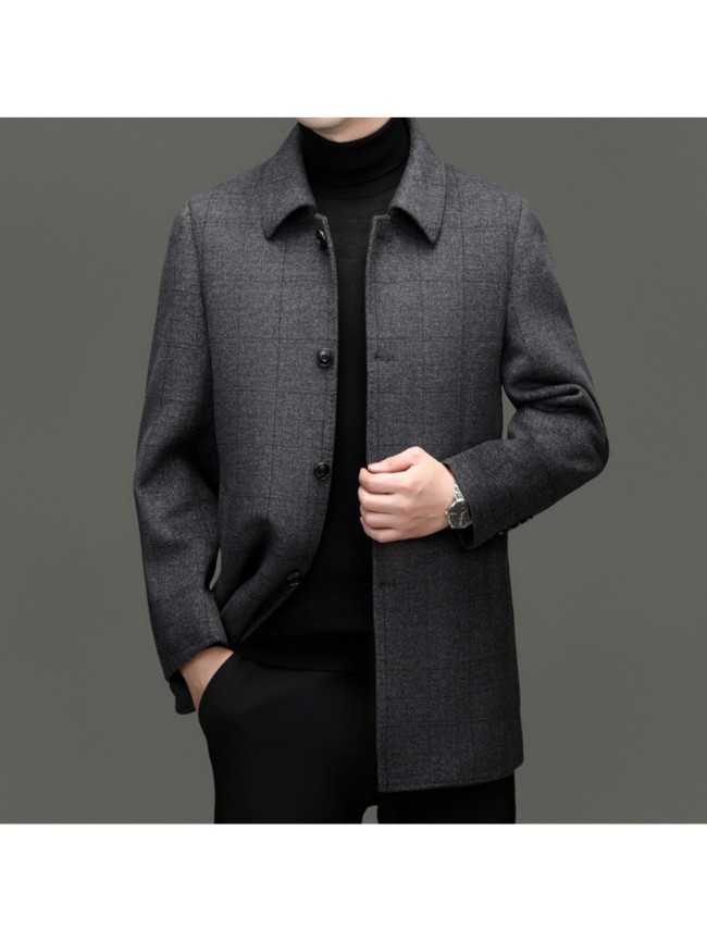 Men's Lapel Double-faced Wool Overcoat