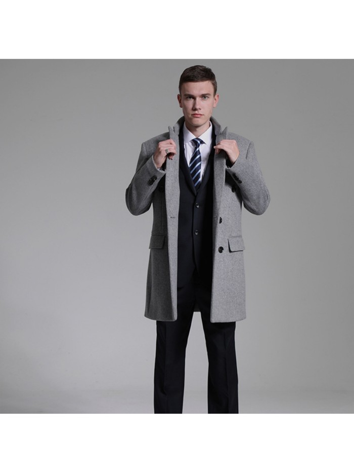 Men's Gray Double-breasted Trench Coat