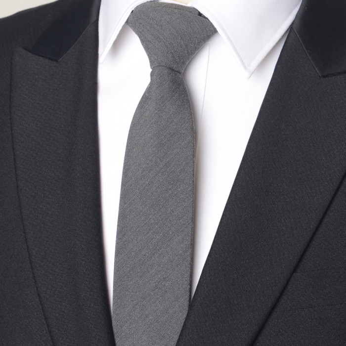 British-Style Gray Wool Striped & Checkered Men's Tie 6cm Width 7 colors