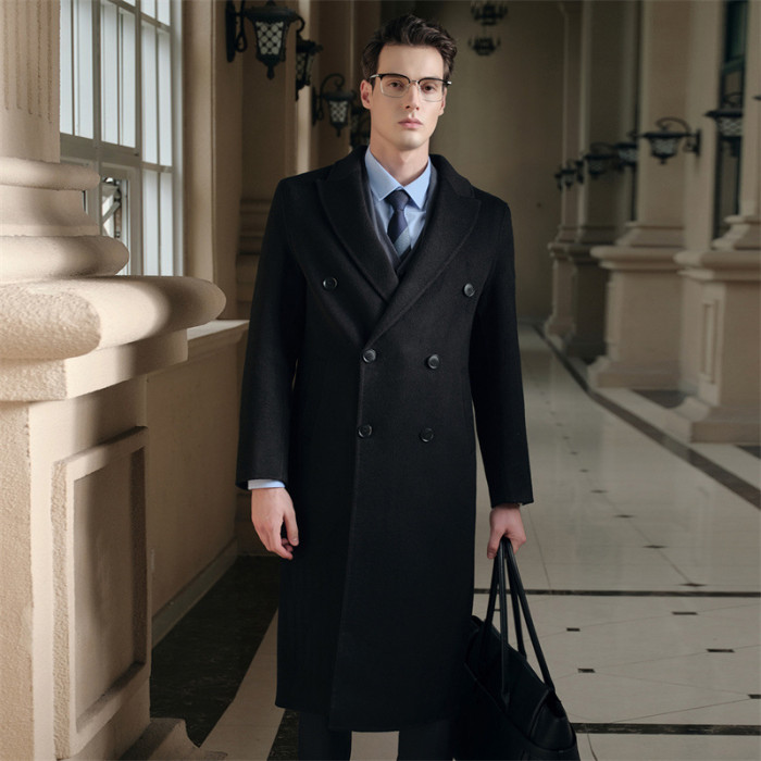 Men's Mid-Length Knee-Length Wool Overcoat 5 colors
