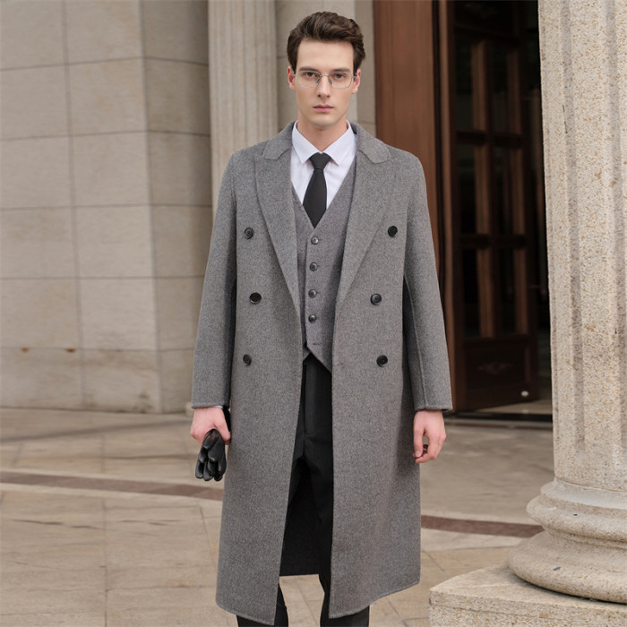 Men's Mid-Length Knee-Length Wool Overcoat 5 colors
