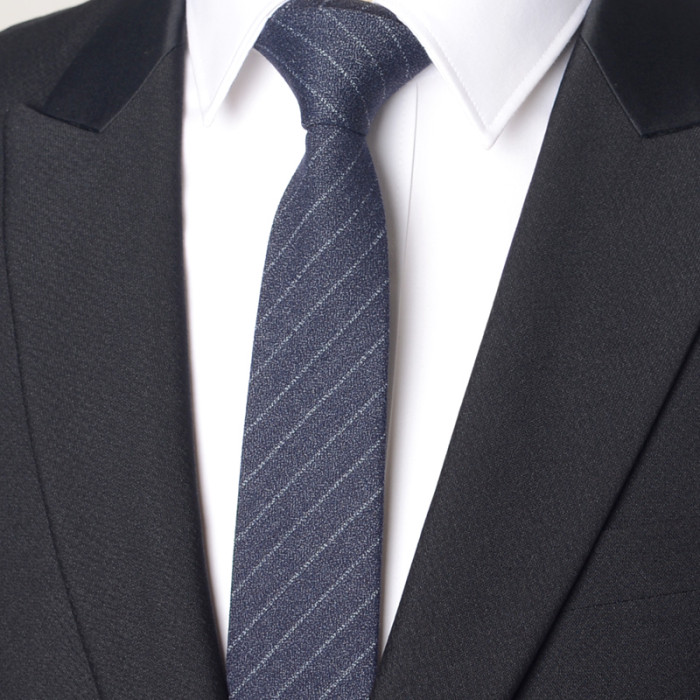 British-Style Gray Wool Striped & Checkered Men's Tie 6cm Width 7 colors