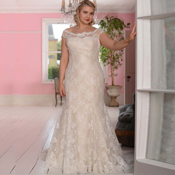 Mermaid Lace Off Shoulders Plus Size Wedding Dress WD1018