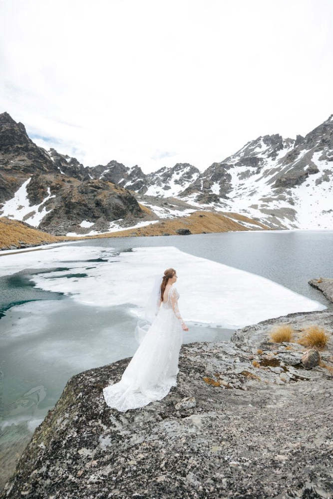 MARTIN THORNBURG Tulle A-line All Over Lace Clear Sequins Sleeves Open Back w/ Liner Size 10