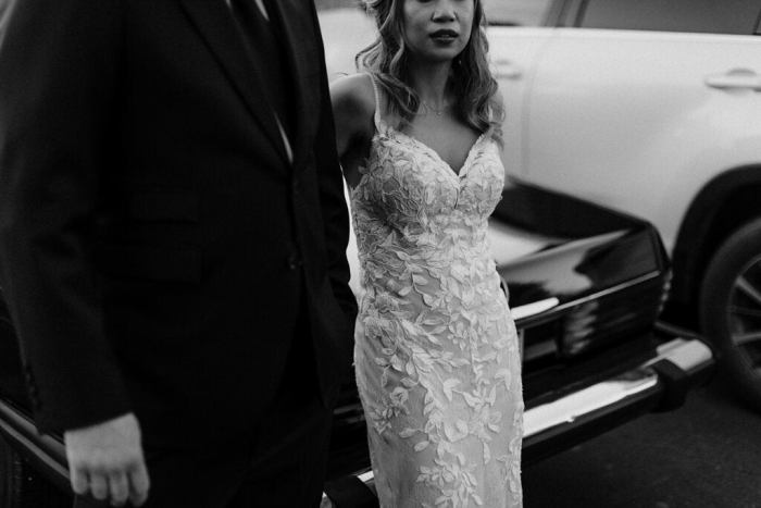 STELLA YORK Lace Fit + Flare V Neck Low Back Size 8