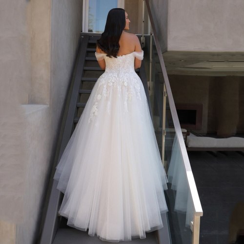 Plus Size Bridal Gown Tulle Lace Wedding Dresses WD1012