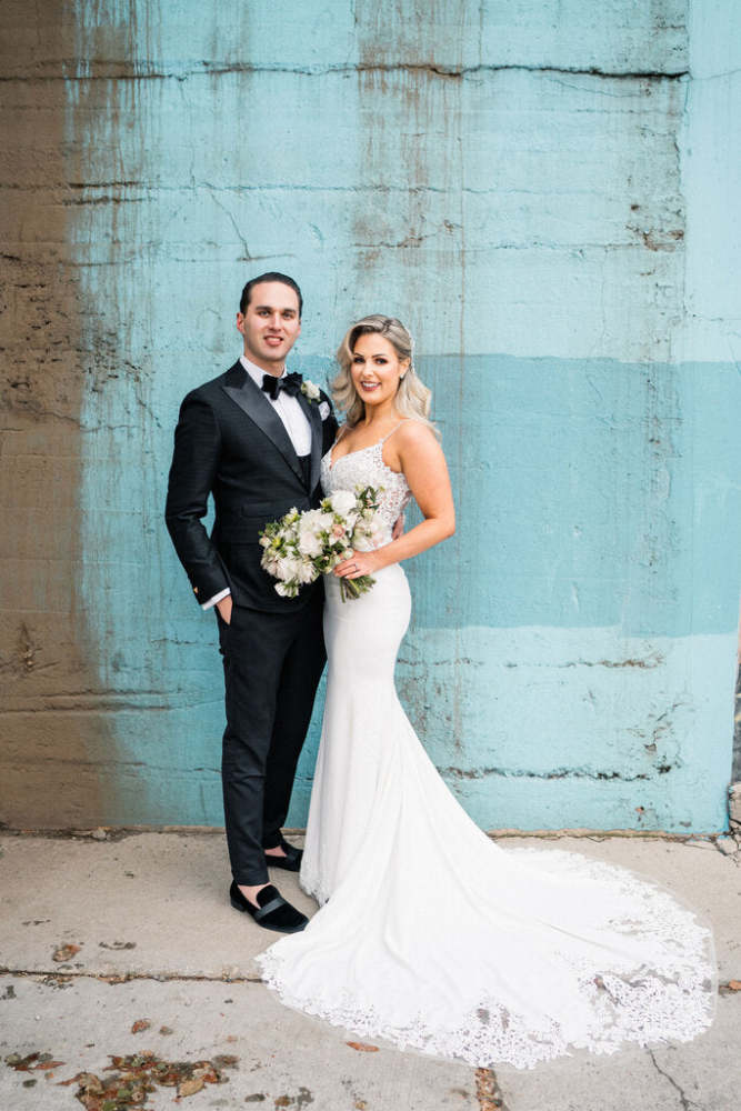 ENZOANI BLUE Crepe Fit Flare Illusion Lace Bodice Lace Hem Size 8