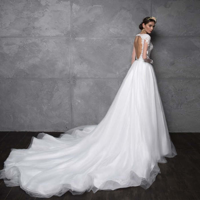 Lace Long Sleeves 2 Piece Mermaid Wedding Dress WD1120