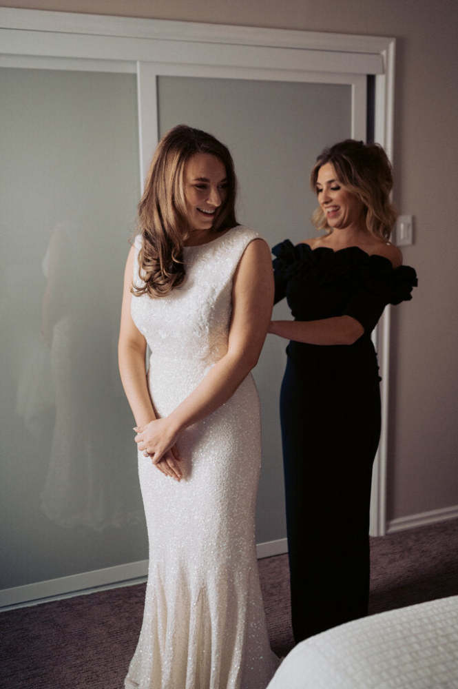 KAREN WILLIS HOLMES Sequin Fit Flare Crew Neck Low Back Size 10