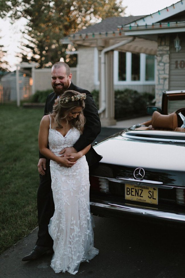 STELLA YORK Lace Fit + Flare V Neck Low Back Size 8