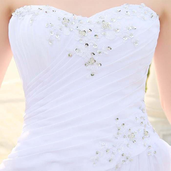 Romantic Beach Strapless Chiffon Wedding Dress WD1011