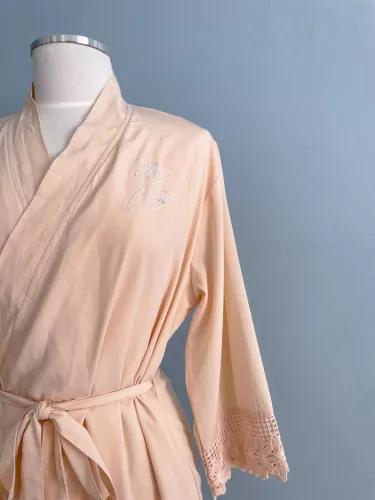 SS WEDDINGS Chiffon Cotton Trimmed Robe Size M/L
