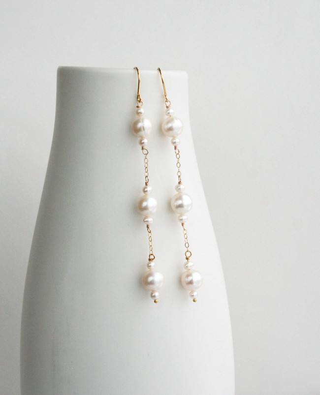Triple Pearl Drop Earrings