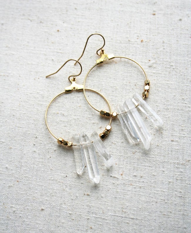 Raw Crystal Hoops