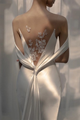 Fine French Satin Wedding Dress