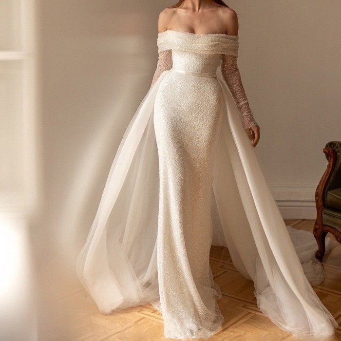 Copy White Satin Wedding Dress
