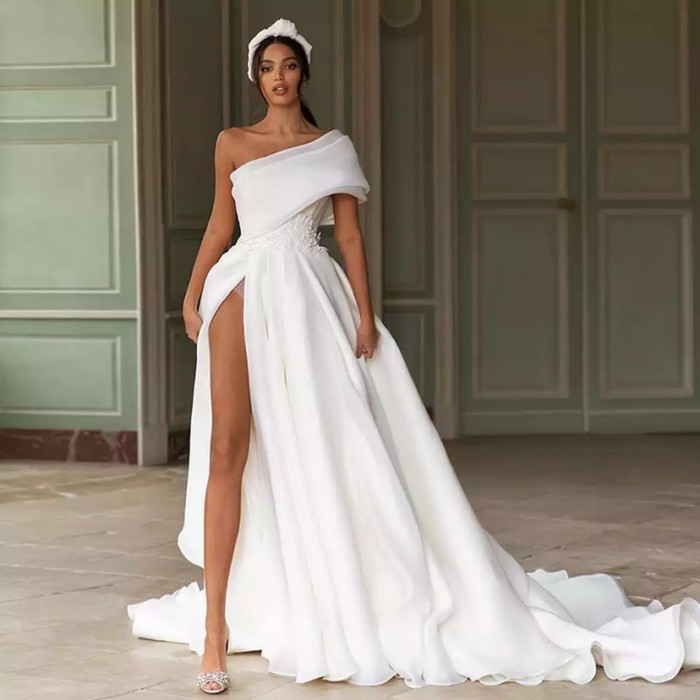 White Satin Wedding Dress