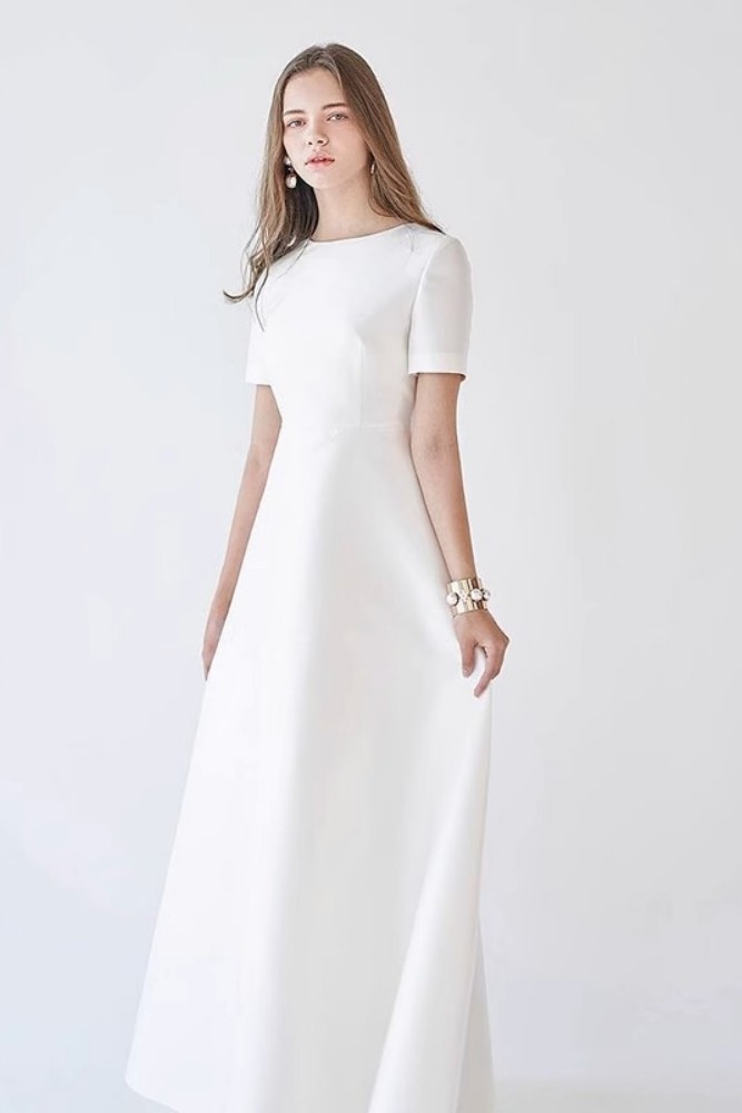 White Silk fabric Wedding Dress