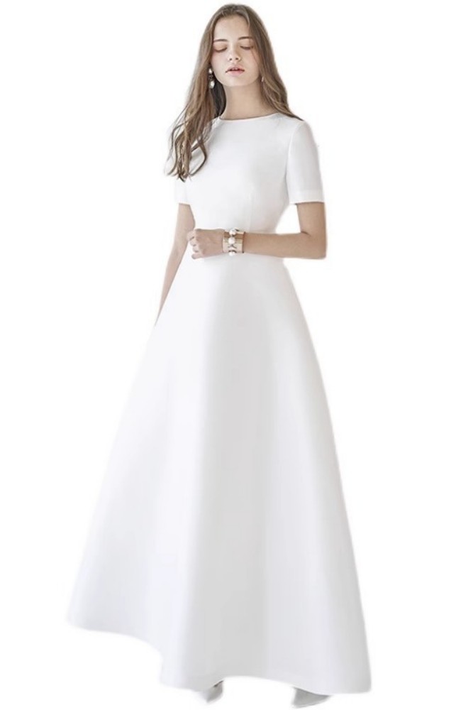 White Silk fabric Wedding Dress