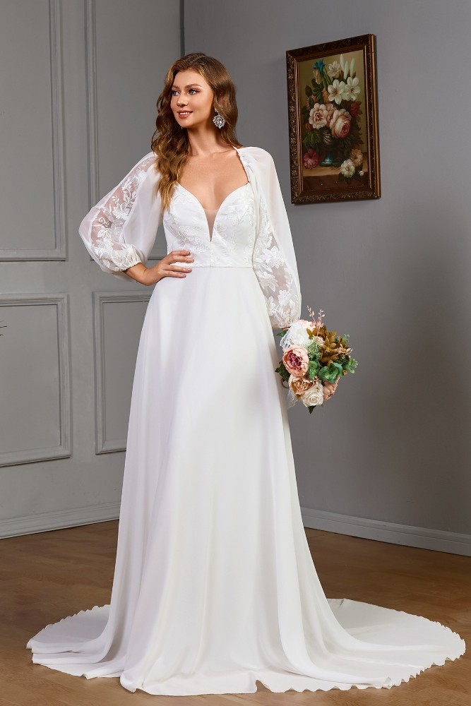 V Neck Wedding dress