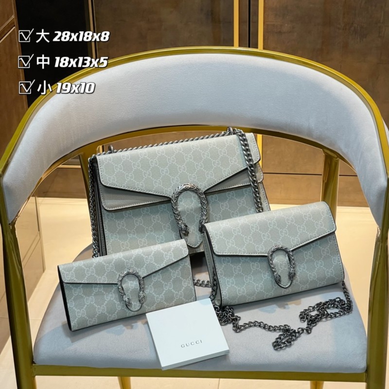 GUCCI White Fashion Letter Zipper & Hasp Letter Genuine Leather Women's Handbags Dionysus Bun Wallet  Combination Bags