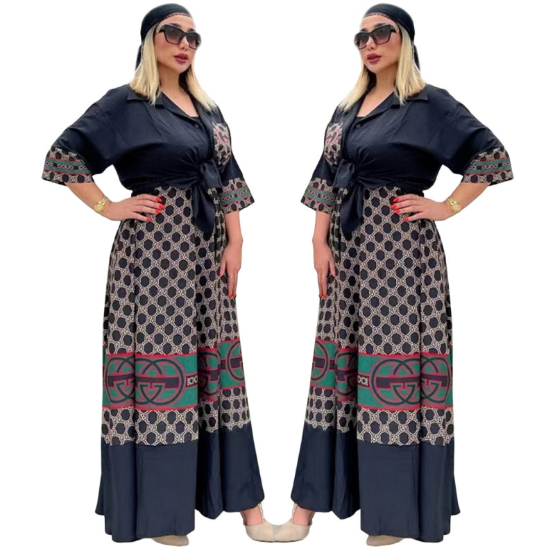 GUCCI Black Lady Fall fashion print mid-length slim-fit dress  beautiful