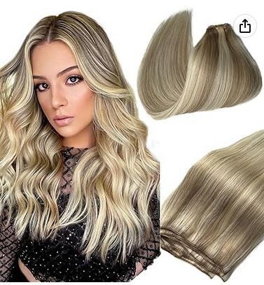 Human * Dark brown highlighter gold #60 Hair curtain Extensions Full end thickness Sew in Hair Extensions 100g human hair extensions
