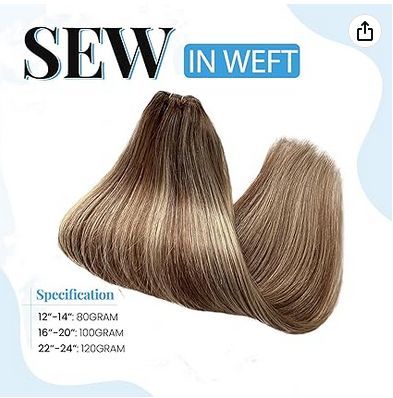 Highlight Sew in Hair extensions - #6 chestnut brown gradient to #18 gray-brown curtain extensions for human hair