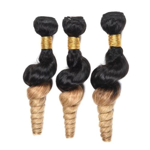 Factory Directly Supply Ombre Color 1B/27# Loose Wave Cuticle Aligned Raw Indian Hair Bundle
