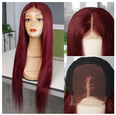 Burgundy Brazilian Straight Hair 13x4 Lace Front Human Hair Wigs Red Colored Pre-Plucked Lace Frontal Wigs For Women